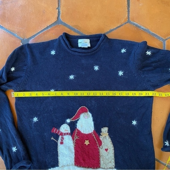 Christopher & Banks Hand Embroidered Christmas Holiday Sweater Santa Size XL - Picture 6 of 6